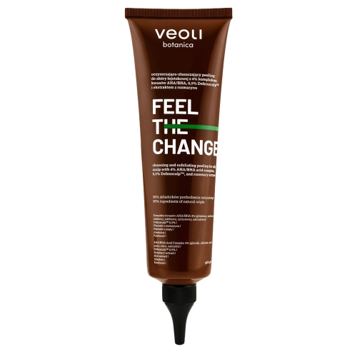 Veoli Botanica - FEEL THE CHANGE - Oczyszczająco-Złuszczający Peeling do Skóry Łojotokowej z 4% Kompleksu Kwasów AHA/BHA, 0,5% Defenscalp i Ekstraktem z Rozmarynu - 150ml