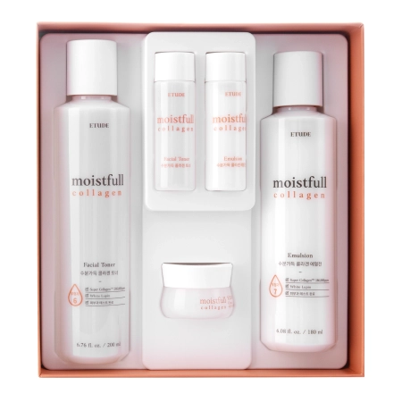 Etude House - Moistfull Collagen Skin Care Set - Zestaw do Pielęgnacji Skóry z Kolagenem - 200ml+25ml+180ml+25ml+10ml