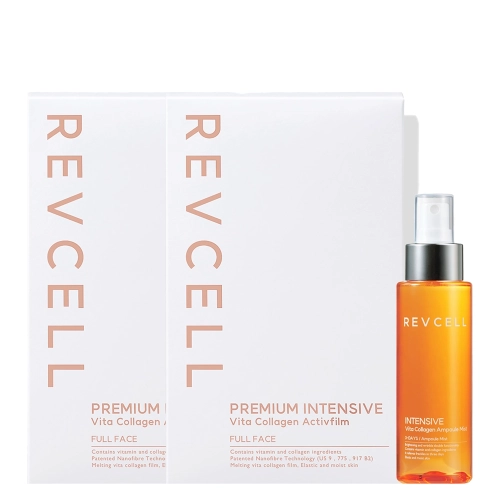 REVCELL - Premium Intensive Vita Collagen Activfilm Full Face & Mist Set - Ujędrniający Zestaw do Twarzy - Rozpuszczalne Maski + Mgiełka - 10szt+55ml