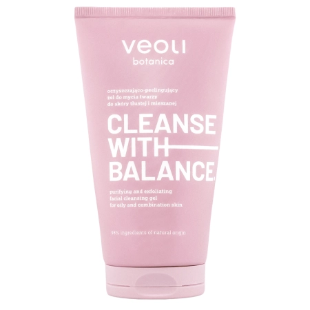 Veoli Botanica - CLEANSE WITH BALANCE - Oczyszczająco-Peelingujący Żel do Mycia Twarzy do Skóry Tłustej i Mieszanej - 150ml
