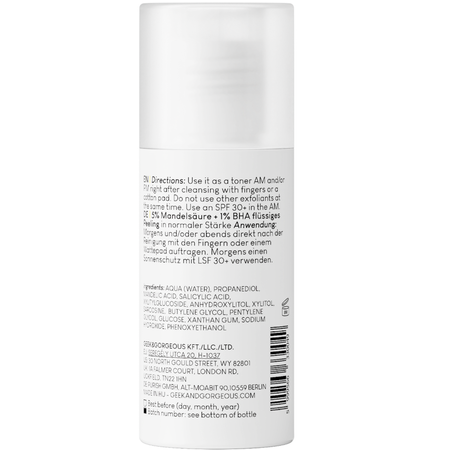 Geek & Gorgeous - Cheer Up - Średni Eksfoliant do Cery Mieszanej i Trądzikowej z 6% Kwasów Migdałowego i BHA - 30ml