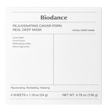 Biodance - Rejuvenating Caviar PDRN Real Deep Mask - Zestaw Kolagenowych Maseczek do Twarzy z PDRN - 4szt/34g