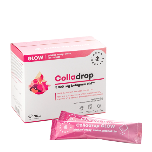 Aura Herbals - Colladrop Glow Kolagen Morski 5000 mg - Saszetki - 30szt