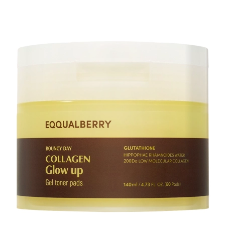 EQQUALBERRY - Collagen Glow Up Gel Toner Pad - Rozświetlające Płatki do Twarzy - 60szt/140ml