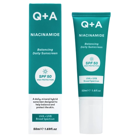 Q+A -  Niacinamide SPF50 Balancing Facial Sunscreen - Równoważący Krem Przeciwsłoneczny do Twarzy z Niacynamidem i SPF50 - 50ml