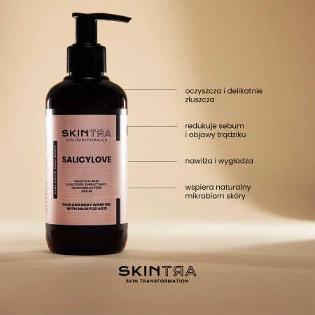 SkinTra - Salicylove - Żel z Kwasem Salicylowym Do Mycia Twarzy i Ciała - 250ml 