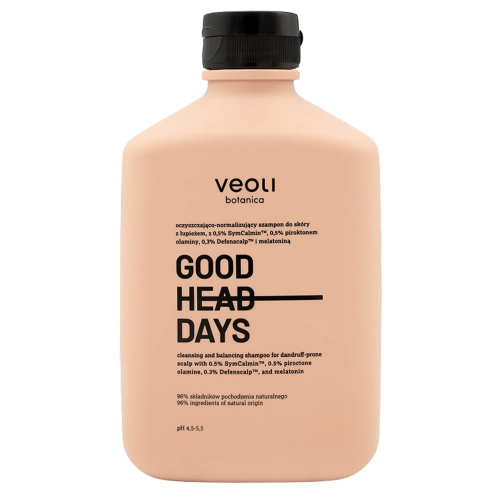 Veoli Botanica - GOOD HEAD DAYS - Oczyszczająco-Normalizujący Szampon do Skóry z Łupieżem z 0,5% SymCalmin, 0,5% Piroktonem Olaminy , 0,3% Defenscalp i Melatoniną - 300 ml