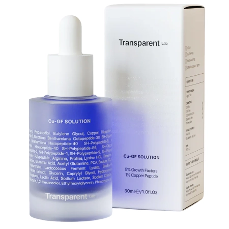  Transparent Lab - Cu-GF Solution – Serum Przeciwstarzeniowe z Peptydem Miedziowym 1% i Czynnikami Wzrostu 5% - 30 ml