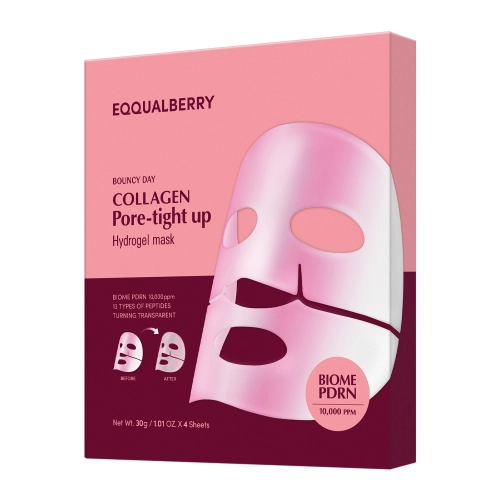 EQQUALBERRY - Collagen Pore Tight Up Hydrogel Mask - Zestaw Kolagenowych Masek do Twarzy Zwężających Pory - 4x30g