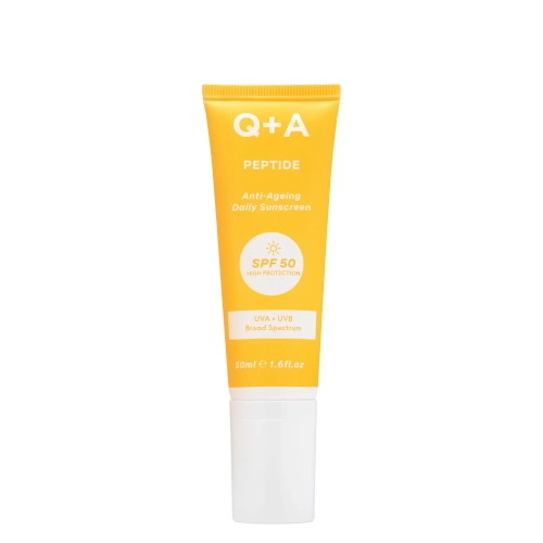 Q+A -  Peptide SPF50 Anti-Ageing Facial Sunscreen - Przeciwstarzeniowy Krem Przeciwsłoneczny do Twarzy z Peptydem i SPF50 - 50ml
