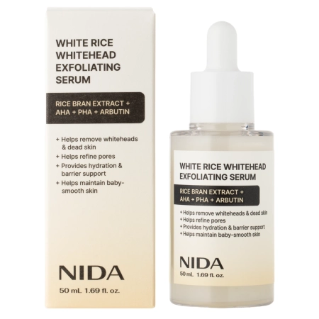 NIDA - White Rice Whitehead Exfoliating Serum - Złuszczające Serum do Twarzy z Ekstraktem z Białego Ryżu - 50ml