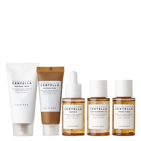 SKIN1004 - Madagascar Centella Travel Kit - Zestaw Podróżny Kosmetyków z Wąkrotą Azjatycką - 20ml+30ml+30ml+30ml+30ml