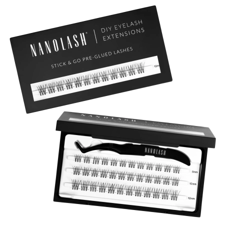Nanolash - Stick & Go Pre-Glued Lashes - Kępki Rzęs z Klejem - Innocent Short - 1 opak.