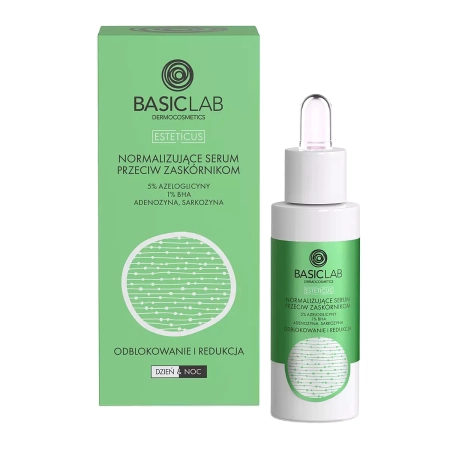 BasicLab - Odblokowanie i Redukcja - Normalizujące Serum Przeciw Zaskórnikom z 5% Azeloglicyny i 1% BHA - 30ml