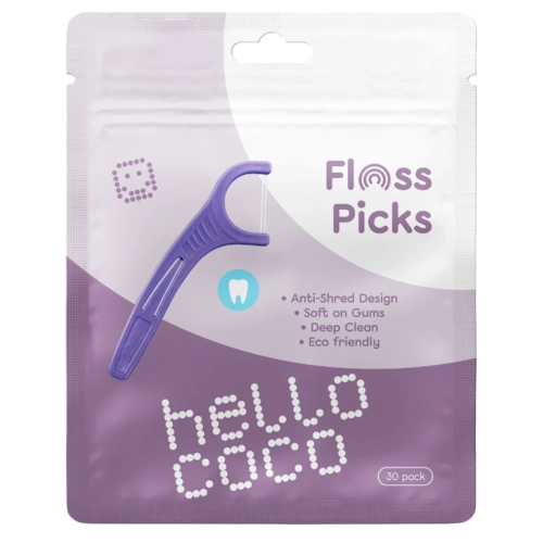 hello coco - Floss Picks - Wykałaczki z Nicią Dentystyczną - 30szt