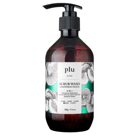 plu - Scrub Wash - Peelingujący Żel pod Prysznic - Grapefruit Peach - 500g