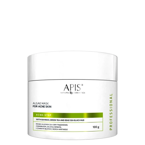 Apis - Acne-Stop - Maska Algowa dla Cery Trądzikowej z Bambusem, Zieloną Herbatą i Czarnym Błotem z Morza Martwego - 100g