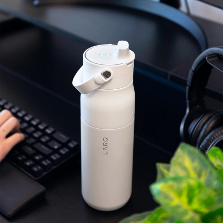 LARQ - Bottle PureVis 2 - Inteligentna, Samoczyszcząca Butelka Filtrująca, Światło UV-C - Granite White - 1L