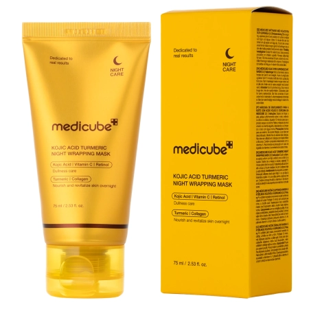 Medicube - Kojic Acid Turmeric Night Wrapping Mask - Całonocna Maska Wygładzająca z Kwasem Kojowym - 75ml
