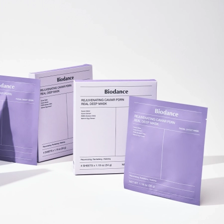 Biodance - Rejuvenating Caviar PDRN Real Deep Mask - Zestaw Kolagenowych Maseczek do Twarzy z PDRN - 4szt/34g