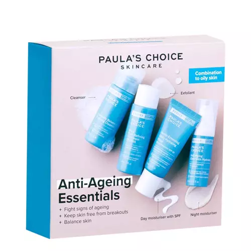 Paula's Choice - Trial Kits Anti-Aging Essentials Combination to Oily Skin - Zestaw Kosmetyków Przeciwzmarszczkowych do Skóry Problematycznej - 30ml+15ml+30ml+10ml