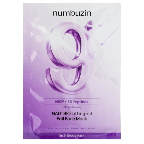 Numbuzin - No.9 NAD Bio Lifting Full Cover Facial Mask - Liftingująca Maska na Twarz Koenzymem NAD - 26ml