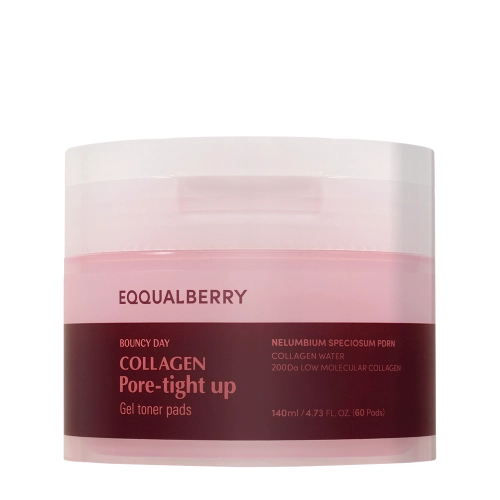 EQQUALBERRY - Collagen Pore Tight Up Gel Toner Pad - Płatki do Twarzy Zwężające Pory - 60szt/140ml