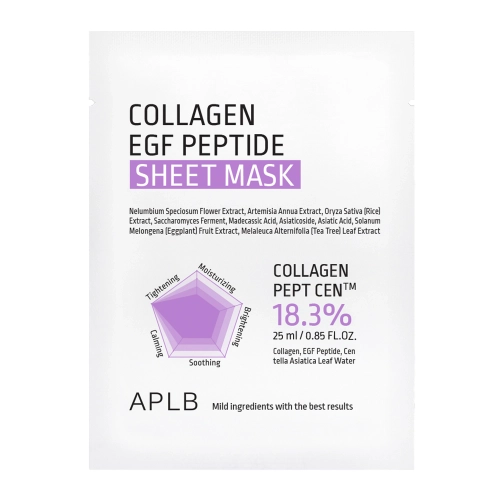 APLB - Collagen EGF Peptide Sheet Mask - Nawilżajaco-Ujędrniająca Maska w Płachcie do Twarzy - 1szt/25ml