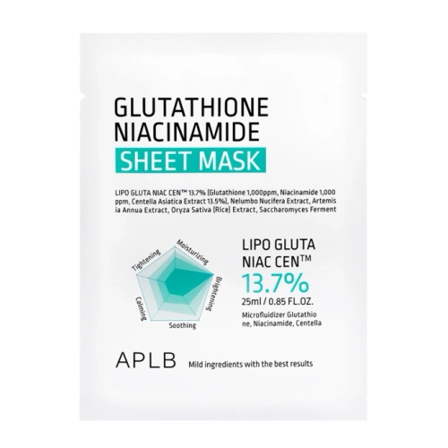 APLB - Glutathione Niacinamide Sheet Mask - Rozjaśniająca Maska w Płachcie do Twarzy - 1szt/25ml