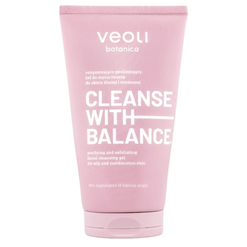 Veoli Botanica - CLEANSE WITH BALANCE - Oczyszczająco-Peelingujący Żel do Mycia Twarzy do Skóry Tłustej i Mieszanej - 150ml