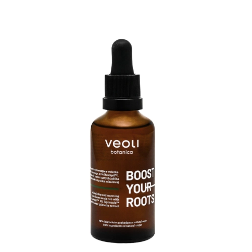 Veoli Botanica - BOOST YOUR ROOTS - Stymulująco-Rozgrzewająca Wcierka Wodna do Skalpu z 3% Baicapil, 2% Komórek Macierzystych Jabłka i 2% Ekstraktu z Palmy Sabałowej - 50 ml