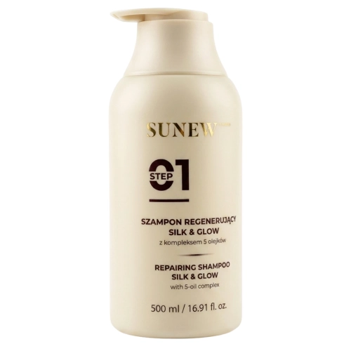 SunewMed+ - Silk&Glow Repairing Shampoo - Szampon Regenerujący z Kompleksem 5-ciu Olejów - 500ml