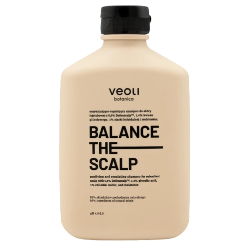 Veoli Botanica - BALANCE THE SCALP - Oczyszczająco-Regulujący Szampon do Skóry Łojotokowej z 0,5% Defenscalp, 1,4% Kwasu Glikolowego, 1% Siarki Koloidalnej i Melatoniną - 300ml 