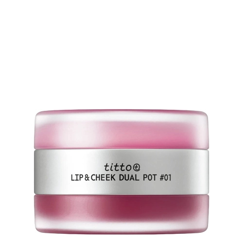 titto - Lip & Cheek Dual Pot - Duo do Ust i Policzków - #01 Satin Ribbon/Pink on Top - 10g