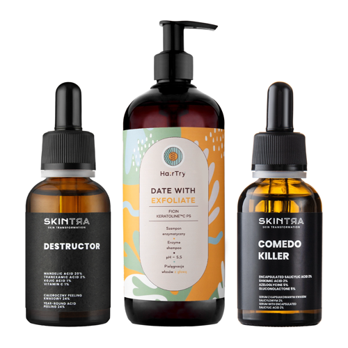Zestaw SkinTra x HairTry - Moc Złuszczania - 30ml + 30ml + 500ml