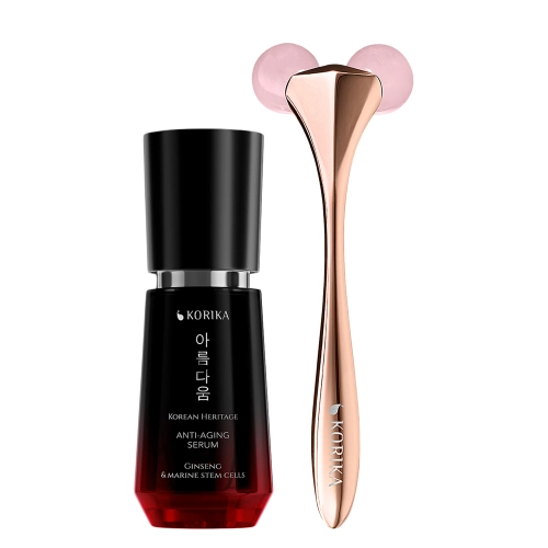 KORIKA - Anti-age Skincare Set - Anti-aging Serum 30 ml & 3D Face Roller - Zestaw Przeciwzmarszczowy - Serum + Roller - 30ml+1szt