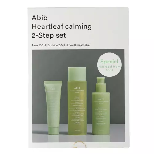 Abib - Heartleaf Calming 2-step Set - Kojący Zestaw z Tonikiem, Emulsją i Pianką - 200ml+130ml+50ml 
