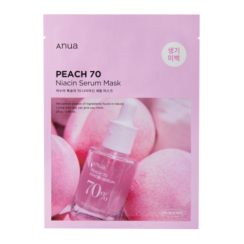 Anua - Peach 70% Niacin Serum Mask - Rozjaśniająca Maska w Płachcie z 70% Ekstraktem z Brzoskwini - 1szt/25ml