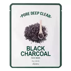 A'pieu - Pore Deep Clear Black Charcoal Sheet Mask - Oczyszczająca Maska w Płachcie z Węglem Aktywnym - 25g