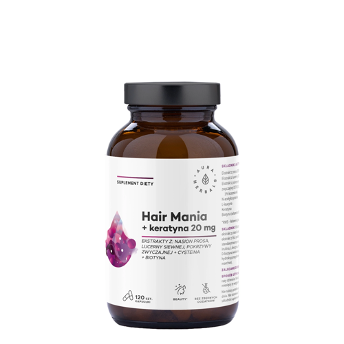 Aura Herbals - Hair Mania + Keratyna 20 mg - Kapsułki - 120szt