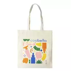 Bawełniana Torba na Zakupy z Grafiką Cosibella - Beżowa z Kolorowym Nadrukiem