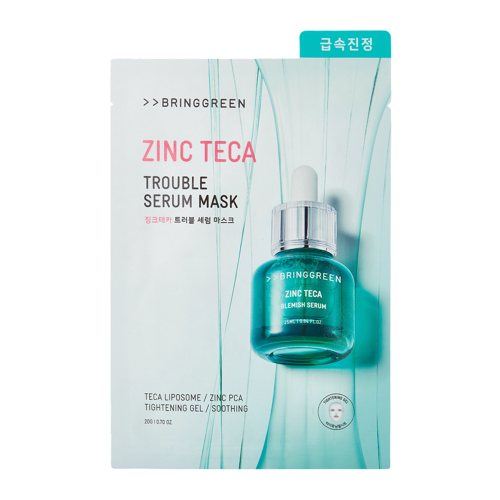 Bring Green - Zinc Teca Trouble Serum Mask Sheet - Kojąca Maska w Płachcie z Cynkiem - 1szt/20g