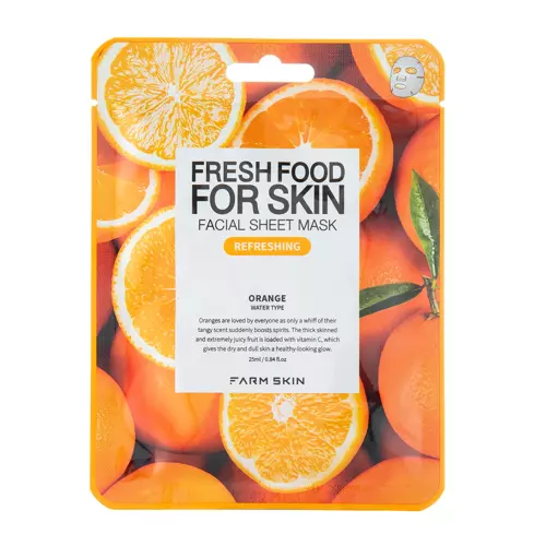 Farmskin - Fresh Food For Skin Facial Sheet Mask Orange - Odświeżająca Maska w Płachcie - 25ml