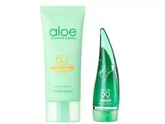 Holika Holika - Aloe Waterproof Sun Gel SPF50+/PA++++ + Aloe 99% Soothing Gel - Zestaw produktów Holika Holika