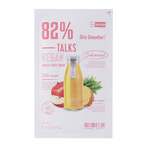 Missha - Talks Vegan Squeeze Sheet Mask - Skin Smoother - Odżywcza Maska w Płachcie - 27g