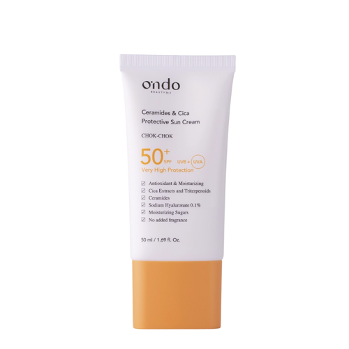 Ondo Beauty 36.5 - Ceramides & Cica Protective Sun Cream SPF 50+ - Kojący Krem do Twarzy z Filtrem - 50ml 