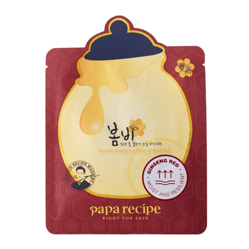 Papa Recipe - Bombee Ginseng Red Honey Oil Mask - Rewitalizująca Maska w Płachcie - 1szt/20g