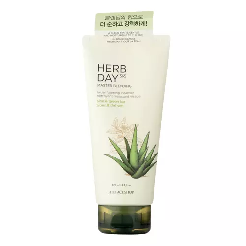The Face Shop - Herb Day 365 - Master Blending Foaming Cleanser Aloe & Green Tea - Pianka Myjąca - 170ml