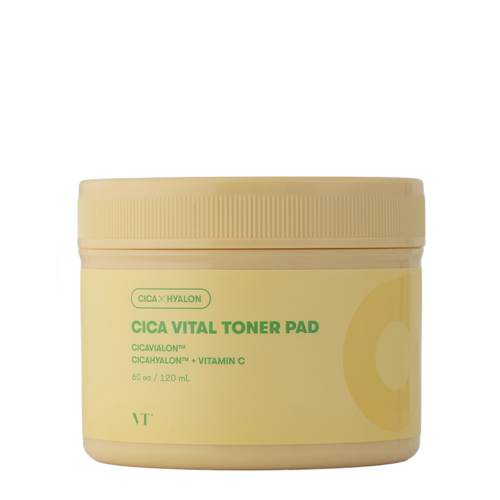 VT Cosmetics - Cica Vital Toner Pad - Rozświetlające Płatki do Twarzy z Witaminą C - 60szt/120ml