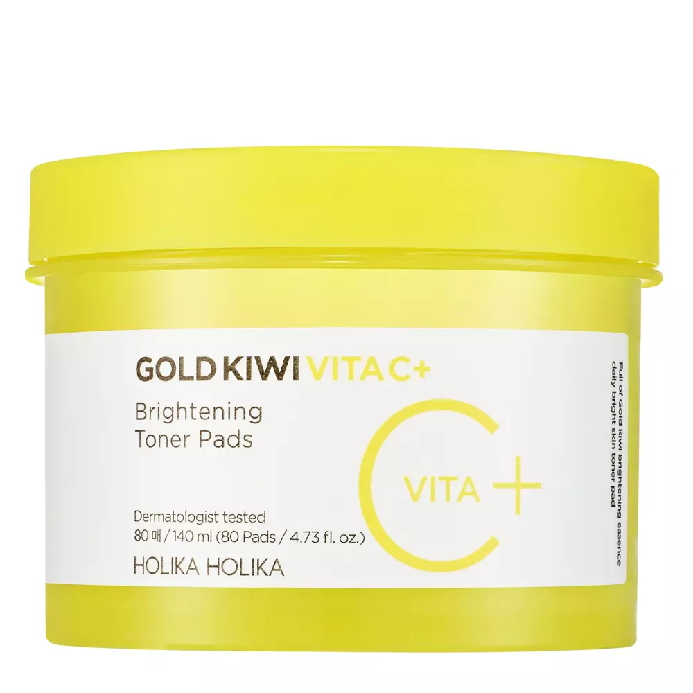  Holika Holika - Gold Kiwi Vita C Plus Brightening Toner Pad - Rozjaśniające Płatki Tonizujące - 80szt 